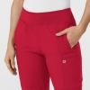 Women’s Comfort Waist Cargo Jogger Scrub Pant, Red, S(Red)