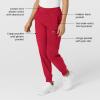 Women’s Comfort Waist Cargo Jogger Scrub Pant, Red, S(Red)