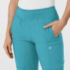 Women’s Comfort Waist Cargo Jogger Scrub Pant, Red, S(Teal Blue)