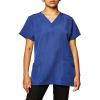 WonderWink Women’s Four Stretch Sporty V-Neck Scrub Top – XS-3XL, 3 Pockets, Eye Protection, Meets ANSI Z87.1(Pack of 1)(Galaxy Blue)