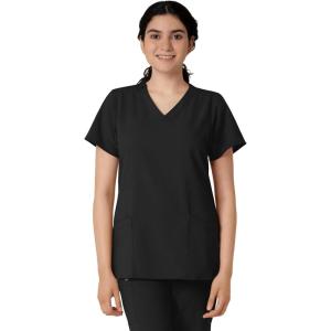 Wink Scrubs for Women, W123, Classic V-Neck Tops with 2 Pockets(Black)