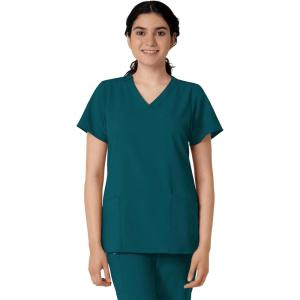 Wink Scrubs for Women, W123, Classic V-Neck Tops with 2 Pockets(Caribbean Blue)