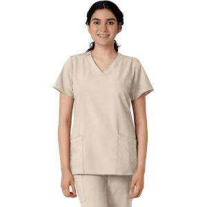 Wink Scrubs for Women, W123, Classic V-Neck Tops with 2 Pockets(Khaki)