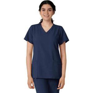 Wink Scrubs for Women, W123, Classic V-Neck Tops with 2 Pockets(Navy)