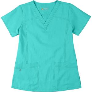 WonderWink Women’s Four Stretch Sporty V-Neck Scrub Top – XS-3XL, 3 Pockets, Eye Protection, Meets ANSI Z87.1(Pack of 1)(Surgeical Green)