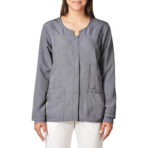 WonderWink Women’s Four-Stretch Sporty Button Front Scrub Jacket(Pewter)