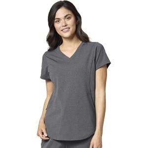 WonderWink Women’s Moto V-Neck Scrub Top(Pewter Heather)
