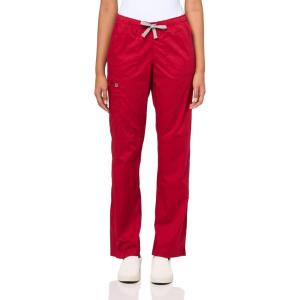 WonderWink Women’s Petite-Plus-Size Wonderwork Straight Leg Cargo Scrub Pant(Cardinal)