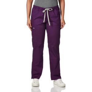 WonderWink Women’s Petite-Plus-Size Wonderwork Straight Leg Cargo Scrub Pant(Eggplant)