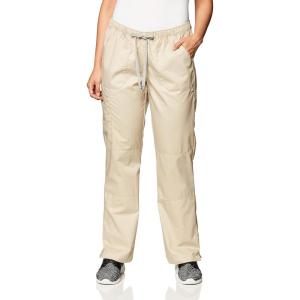 WonderWink Women’s Petite-Plus-Size Wonderwork Straight Leg Cargo Scrub Pant(Khaki)