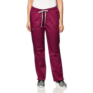 WonderWink Women’s Petite-Plus-Size Wonderwork Straight Leg Cargo Scrub Pant(Wine)