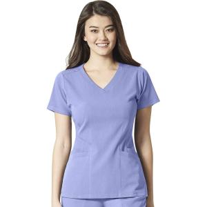 WonderWink Womens Women’s Flex Back V-Neck Scrub Top(Ceil Blue)