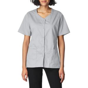 WonderWink Women’s Wonderwork Short Sleeve Snap Jacket(Grey)