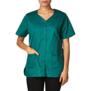 WonderWink Women’s Wonderwork Short Sleeve Snap Jacket(Hunter)