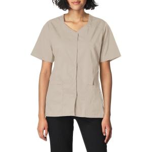 WonderWink Women’s Wonderwork Short Sleeve Snap Jacket(Khaki)