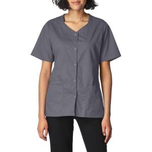 WonderWink Women’s Wonderwork Short Sleeve Snap Jacket(Pewter)