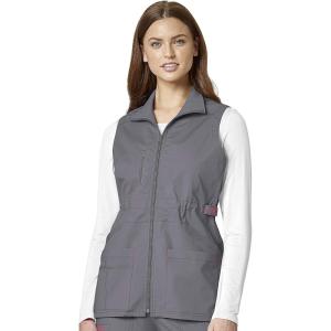 WonderWink womens Womens Utility Zip Front Fashion VestVest(Pewter)