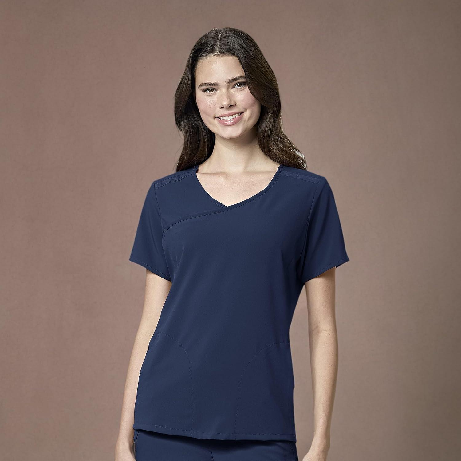 imageWonderWink Womens Renew Womens Mock Wrap Scrub TopNavy