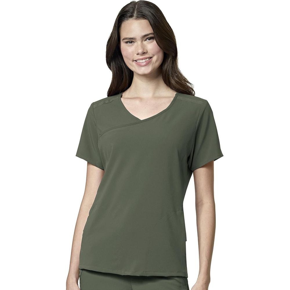 imageWonderWink Womens Renew Womens Mock Wrap Scrub TopOlive
