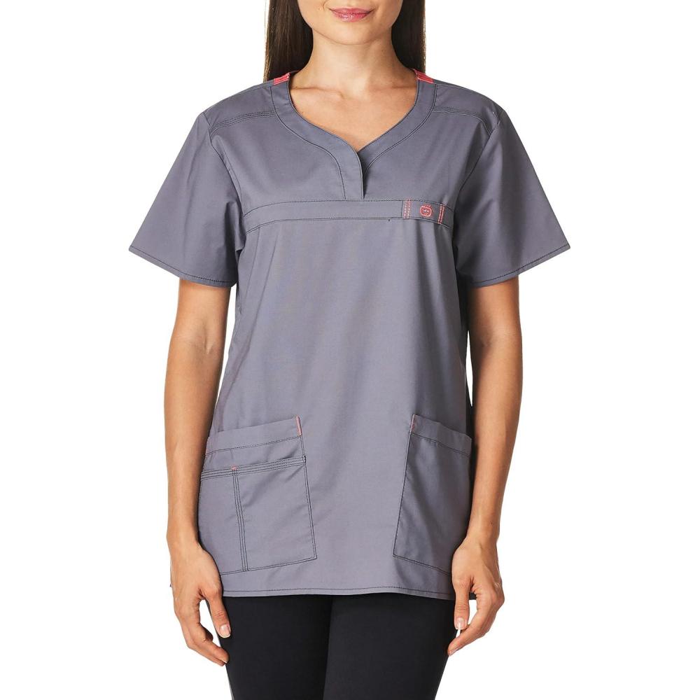 imageWonderWink Womens Wonderflex Patience Womens Scrub TopPewter
