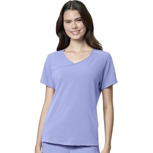 WonderWink Womens Renew Women’s Mock Wrap Scrub Top(Ceil Blue)
