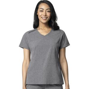 WonderWink Womens Renew Women’s Mock Wrap Scrub Top(Grey Heather)