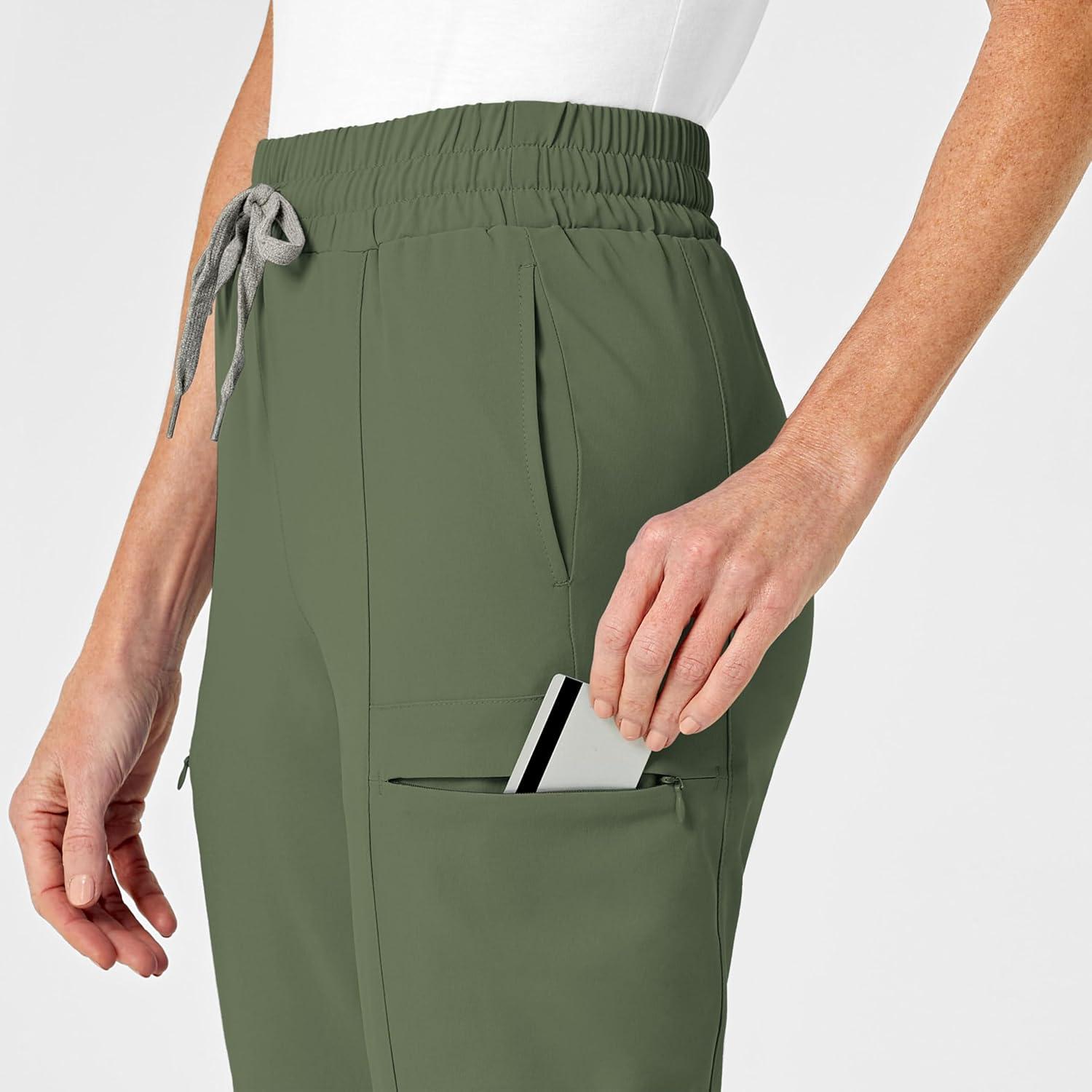 imageRenew Womens High Waist Slim Leg Scrub PantOlive