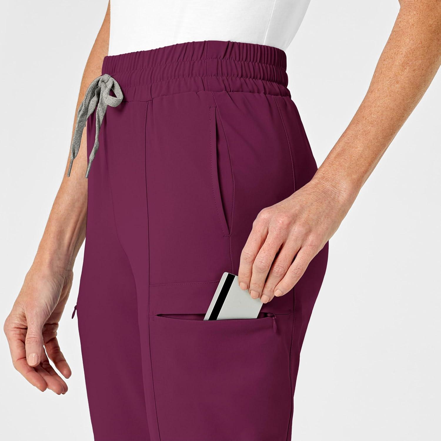 imageRenew Womens High Waist Slim Leg Scrub PantWine