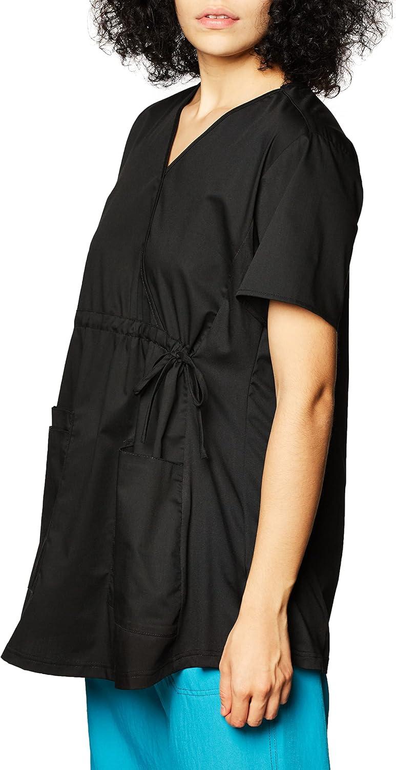 imageWink WonderWORK Scrubs for Maternity Mock Wrap Scrub TopsBlack