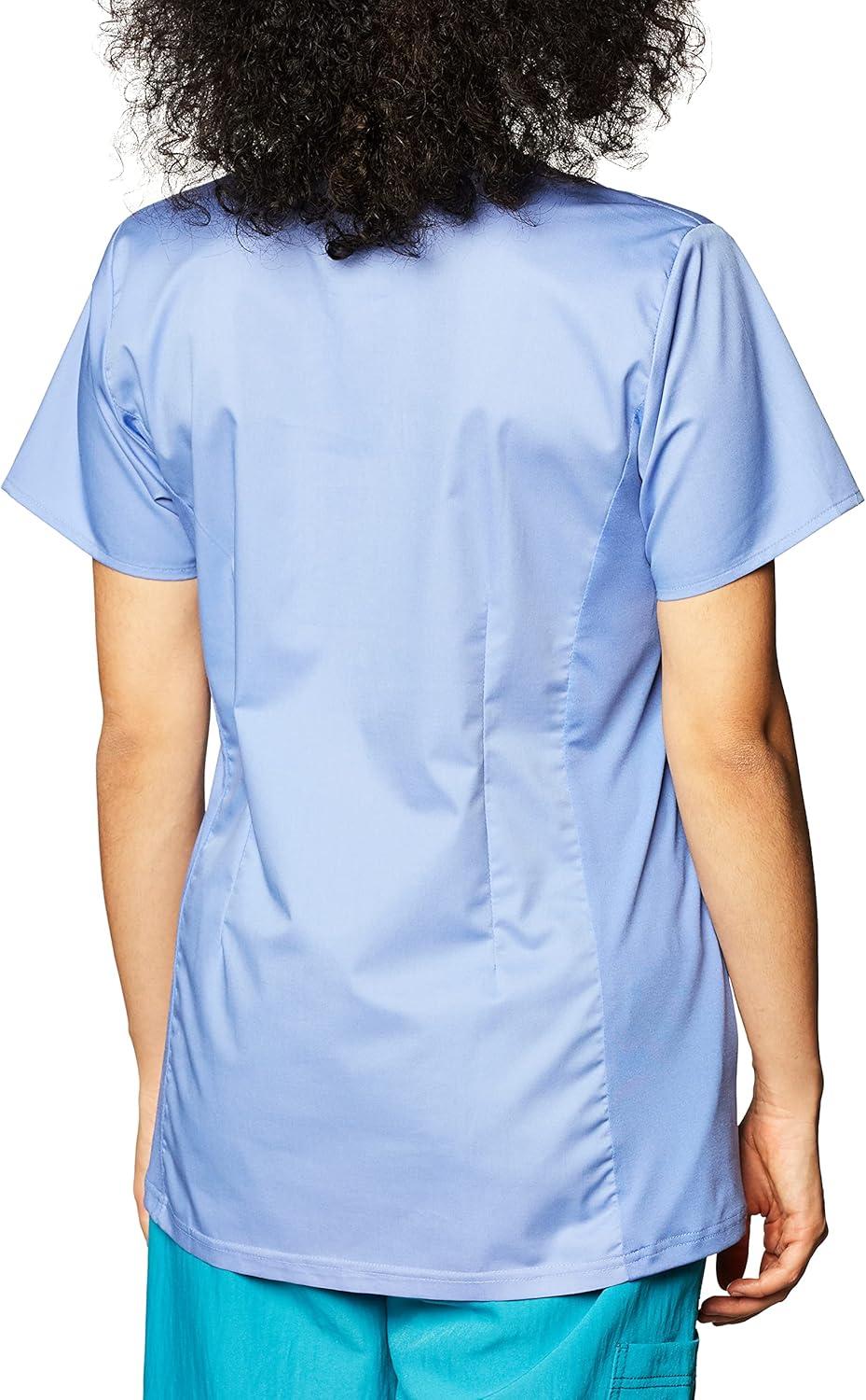 imageWink WonderWORK Scrubs for Maternity Mock Wrap Scrub TopsCeil Blue
