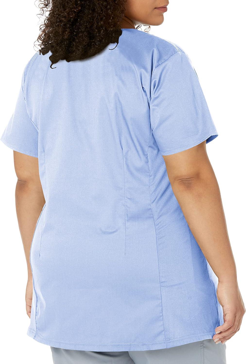 imageWink WonderWORK Scrubs for Maternity Mock Wrap Scrub TopsCeil Blue