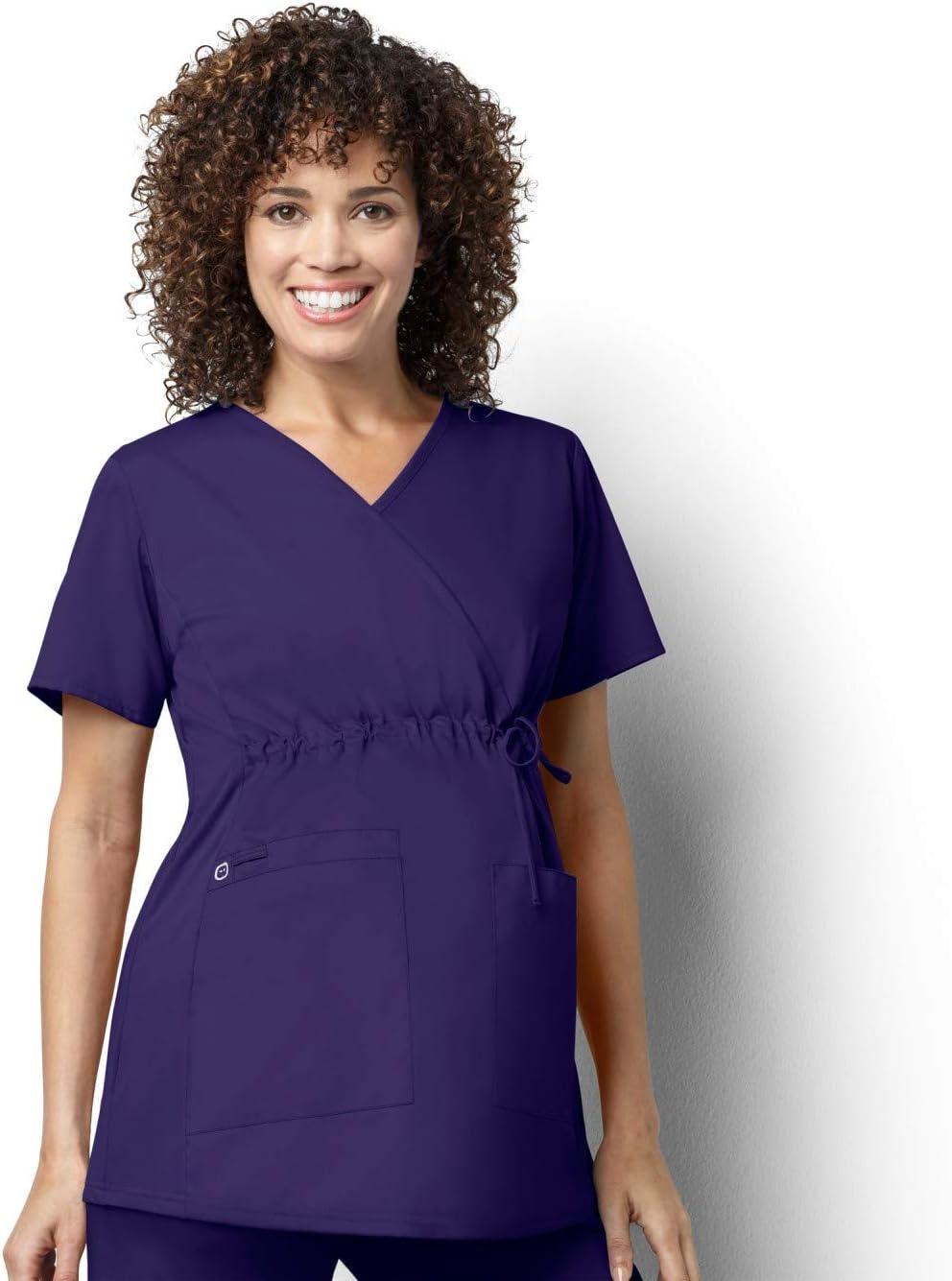 imageWink WonderWORK Scrubs for Maternity Mock Wrap Scrub TopsGrape
