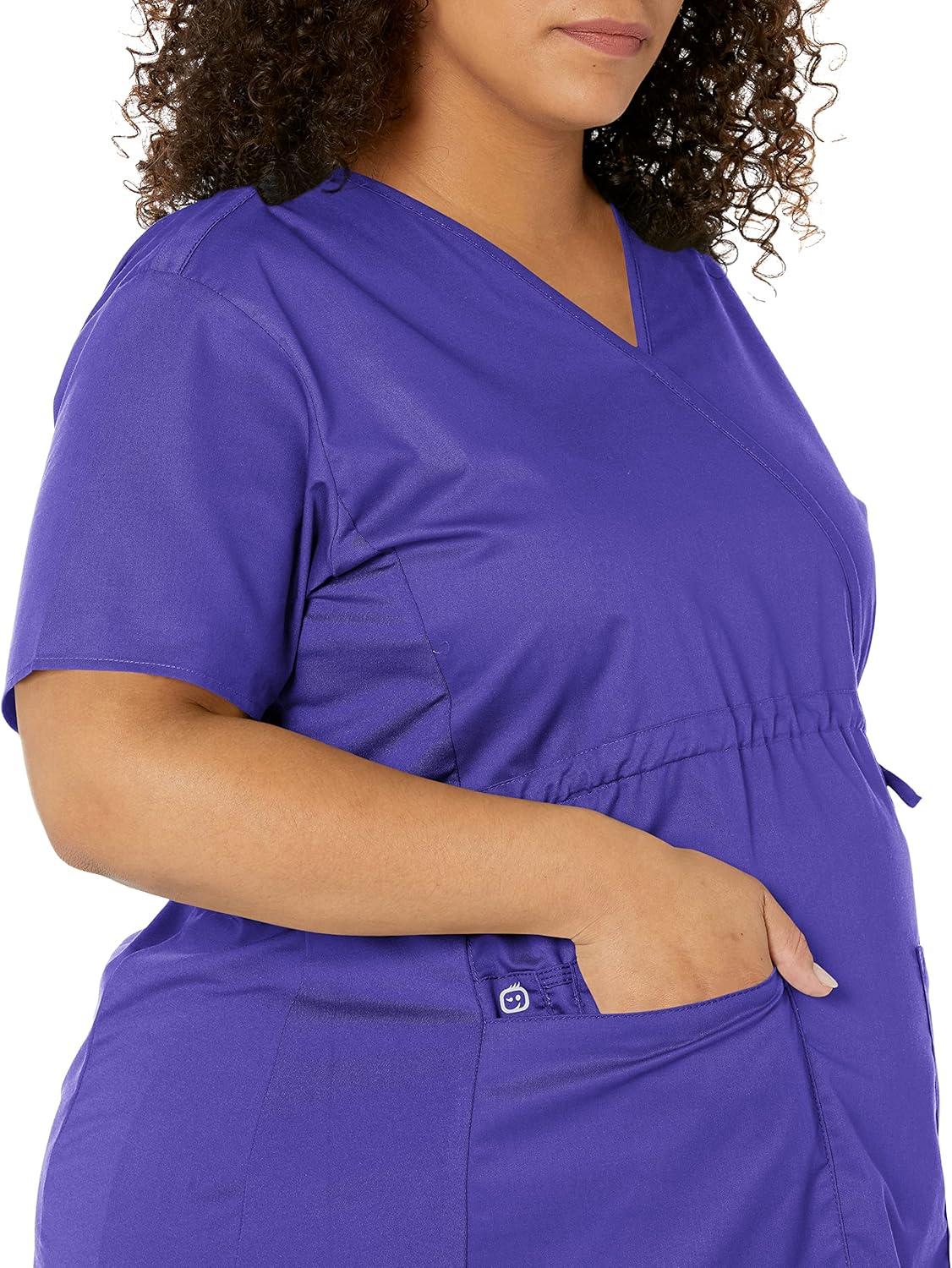 imageWink WonderWORK Scrubs for Maternity Mock Wrap Scrub TopsGrape