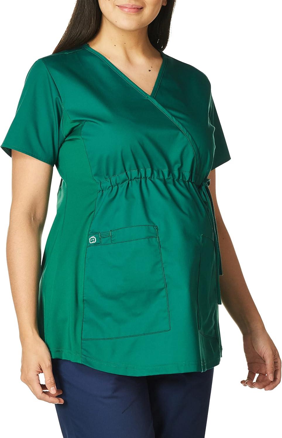 imageWink WonderWORK Scrubs for Maternity Mock Wrap Scrub TopsHunter