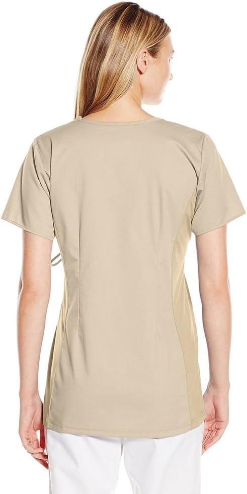 imageWink WonderWORK Scrubs for Maternity Mock Wrap Scrub TopsKhaki