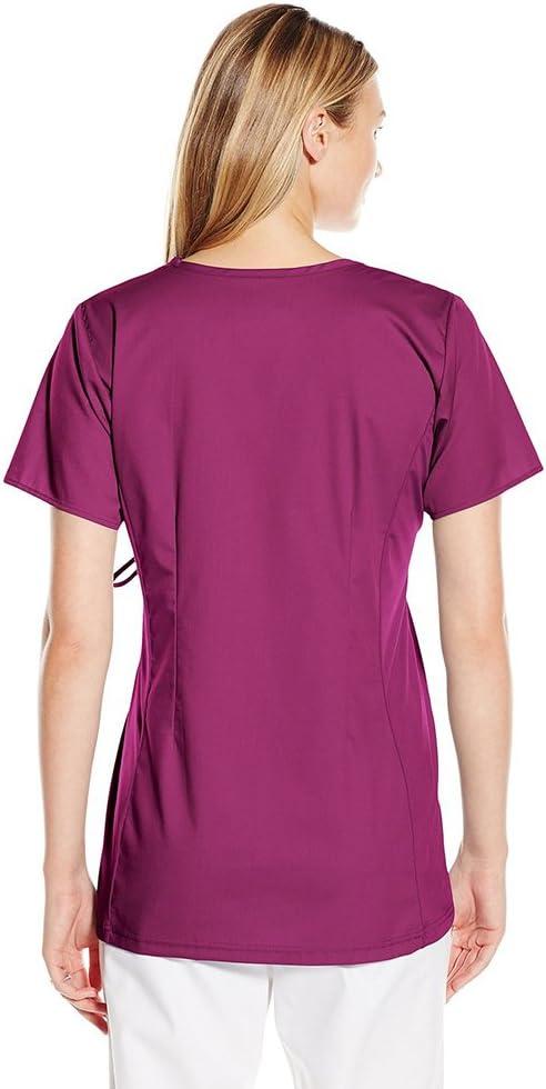 imageWink WonderWORK Scrubs for Maternity Mock Wrap Scrub TopsWine
