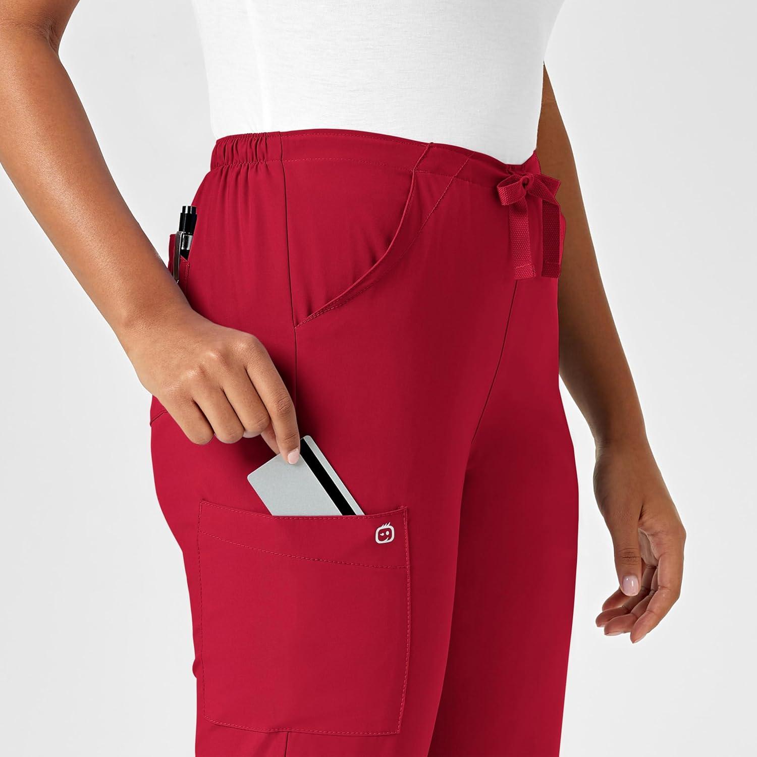 imageWonderWink Petite Womens Drawstring PantRed