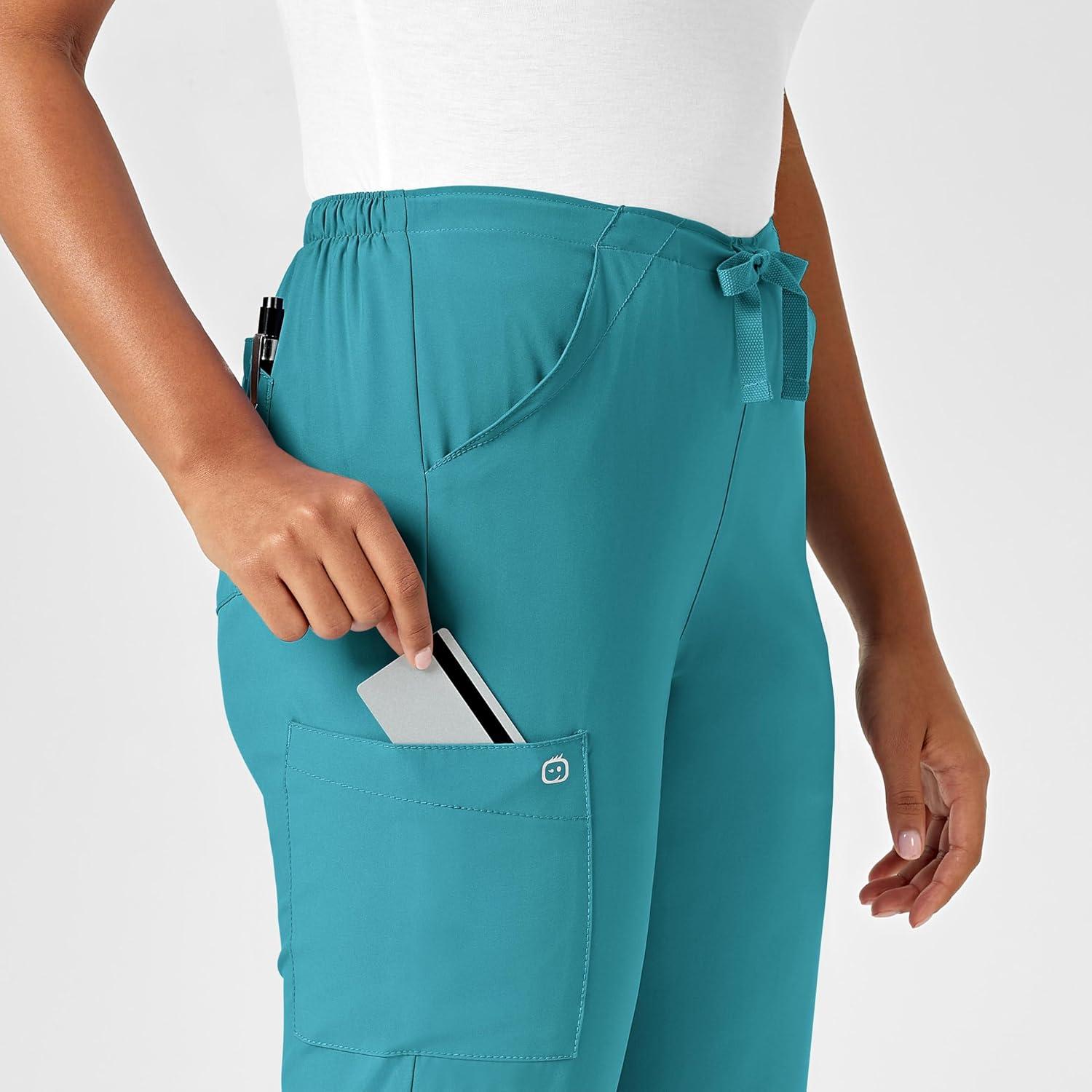 imageWonderWink Petite Womens Drawstring PantTeal Blue