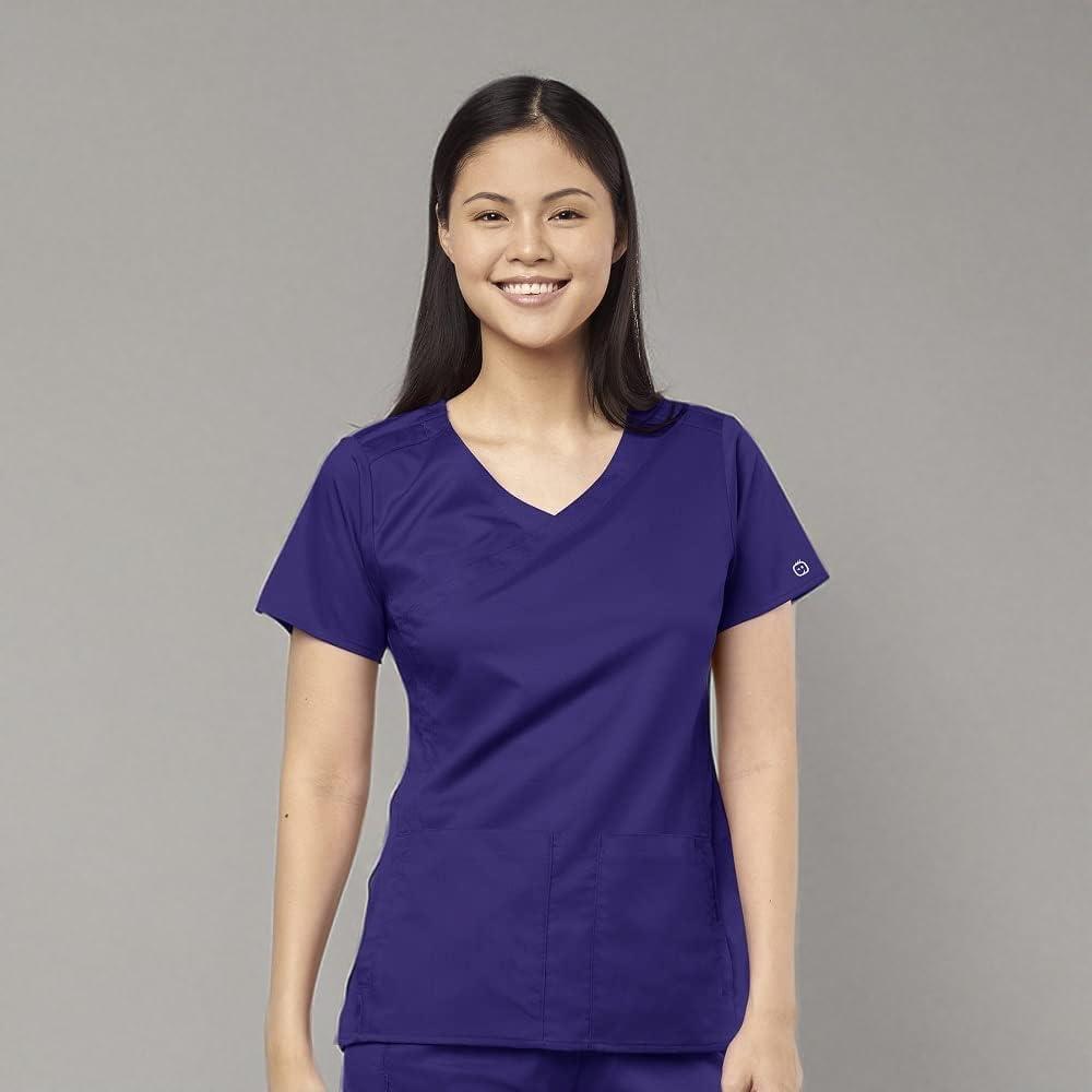 imageWonderWink Womens 4Pocket Mock Wrap TopGrape