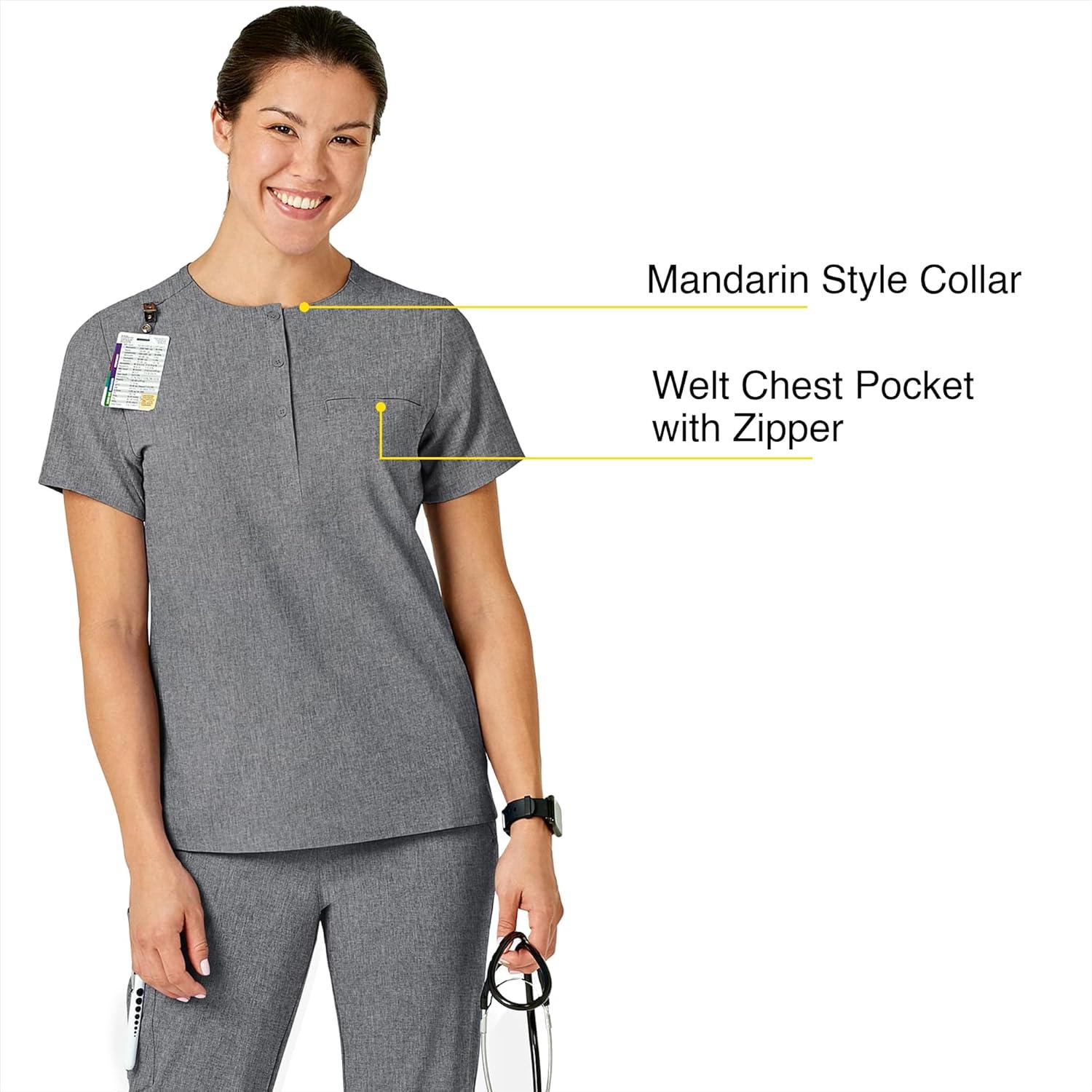 imageWonderWink Womens Mandarin Collar Tuckin TopGrey Heather