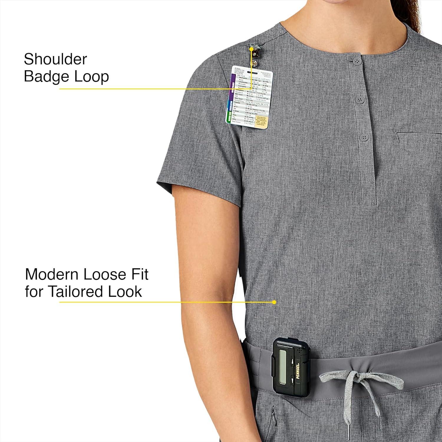 imageWonderWink Womens Mandarin Collar Tuckin TopGrey Heather