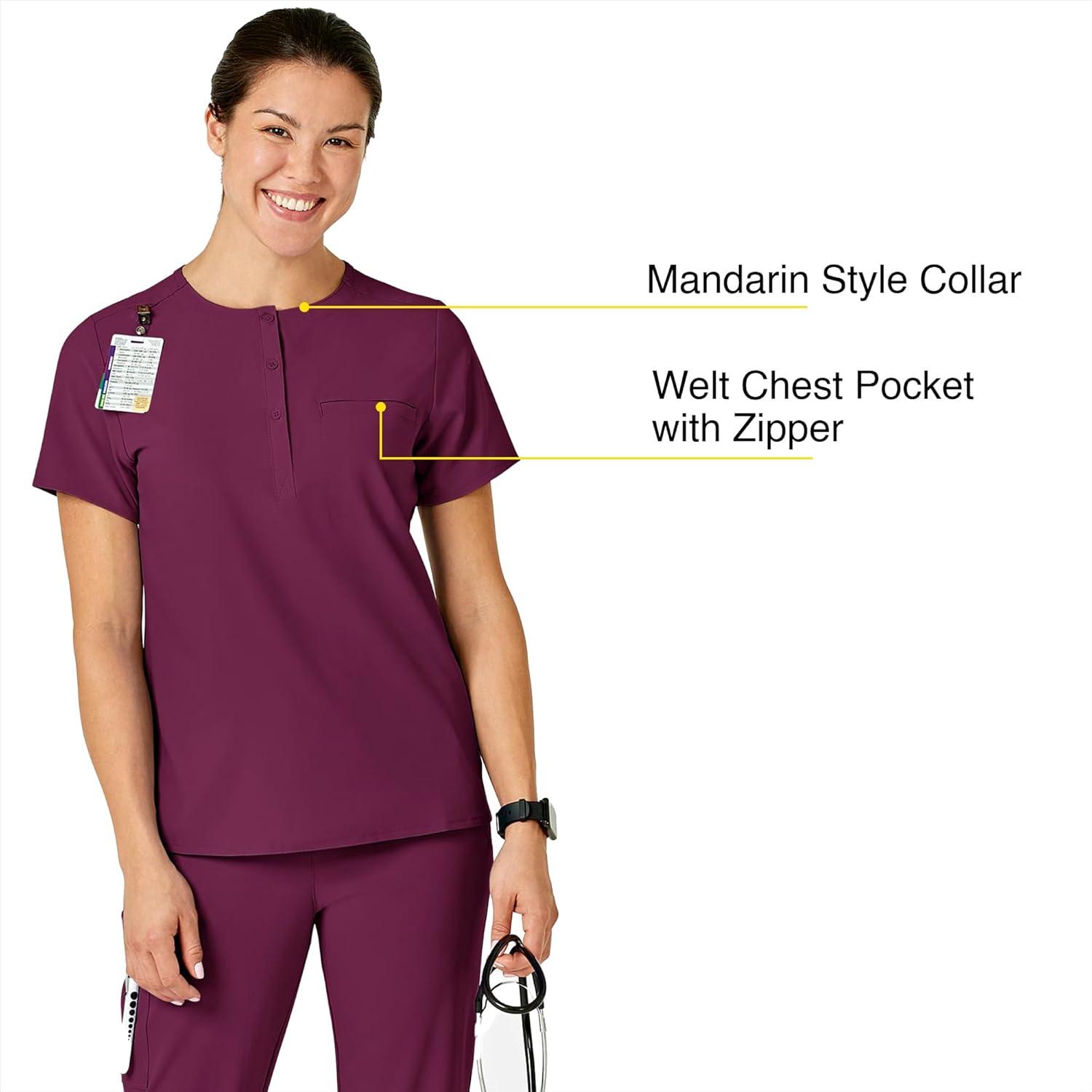 imageWonderWink Womens Mandarin Collar Tuckin TopWine