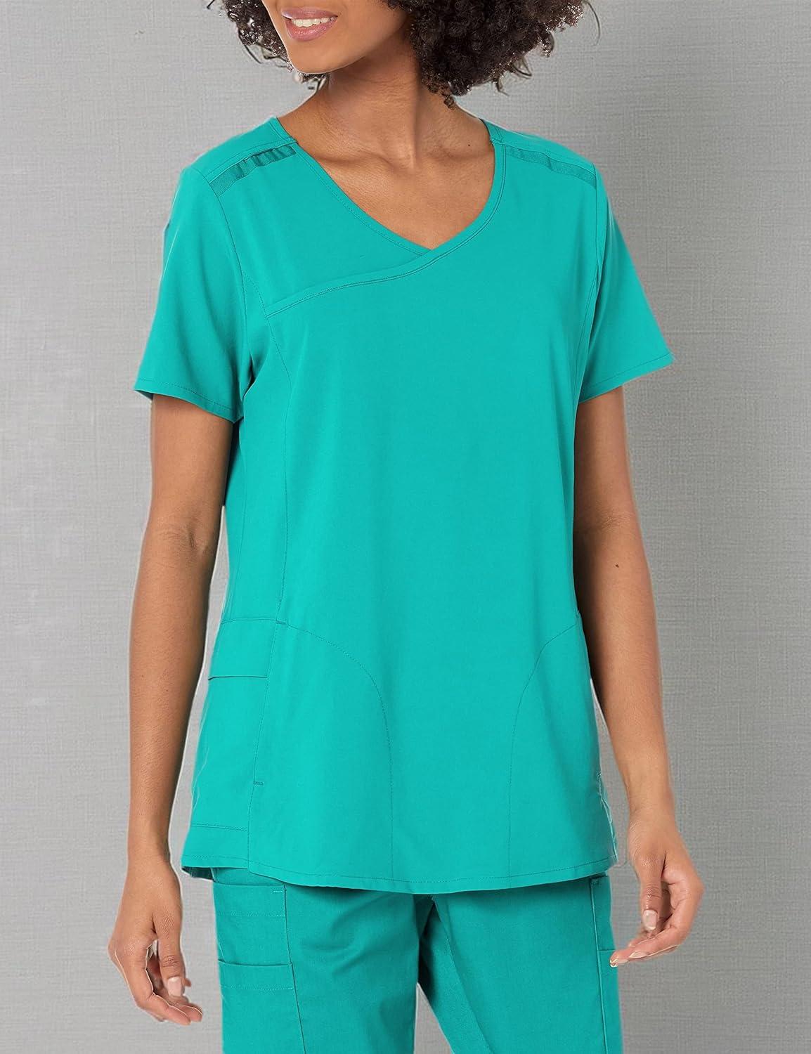 imageWonderWink Womens Mock Wrap Scrub TopTeal Blue
