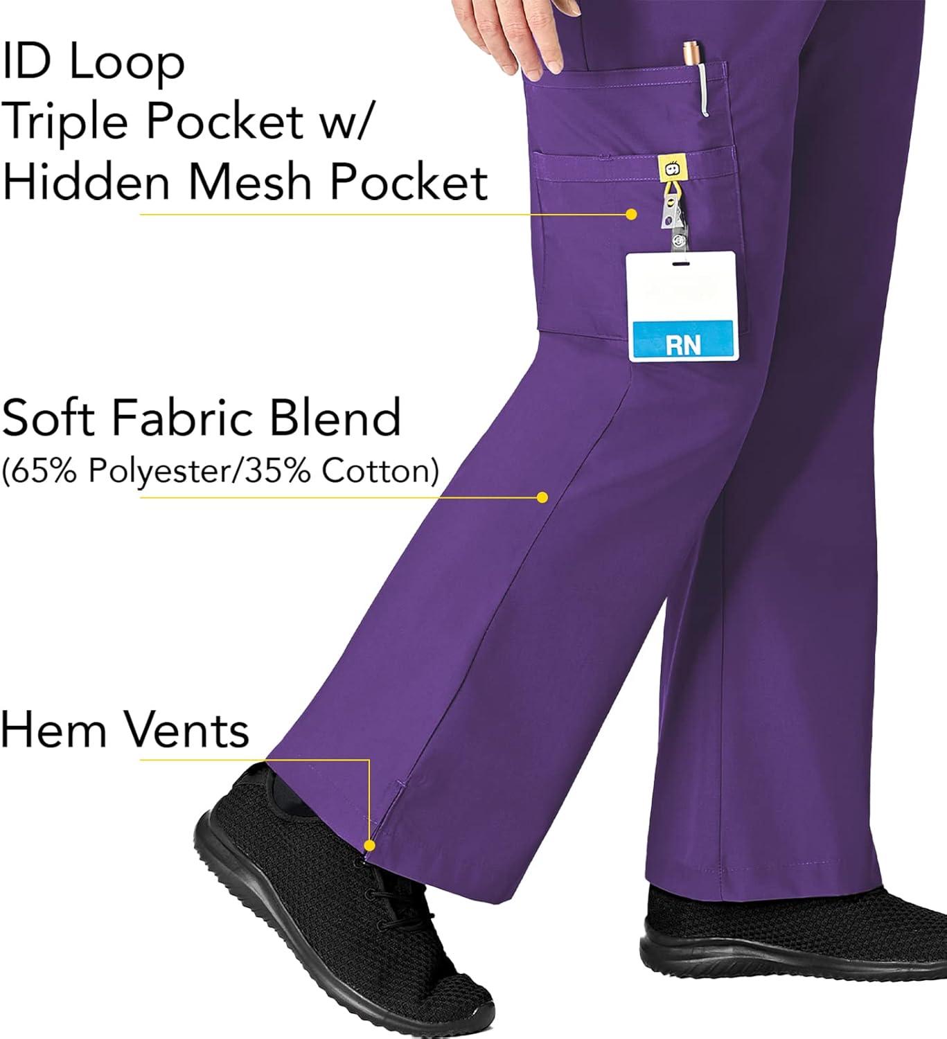 imageWonderWink Womens Moderate Flare Leg Cargo PantEggplant