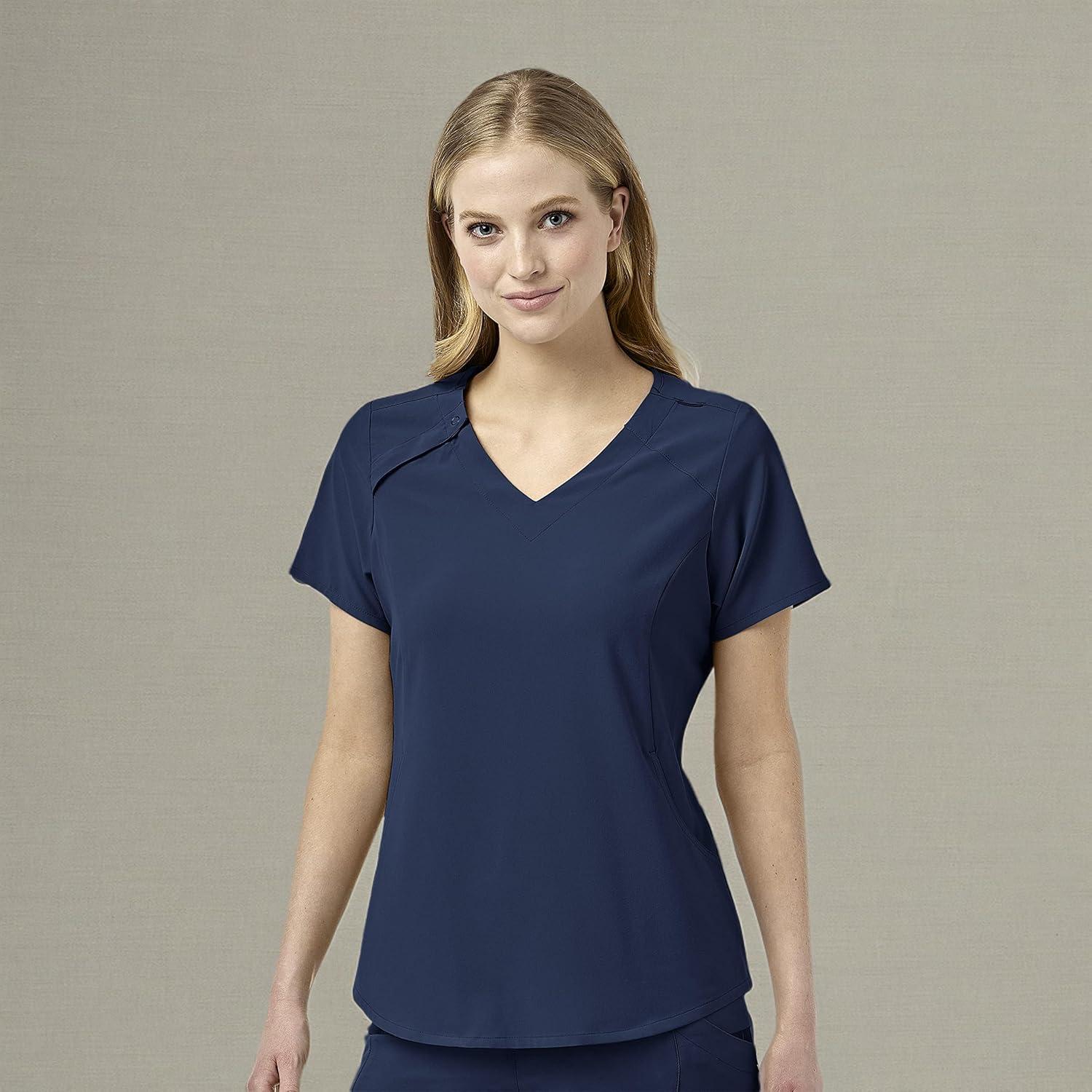imageWonderWink Womens Renew Womens Zip Accent Scrub TopNavy