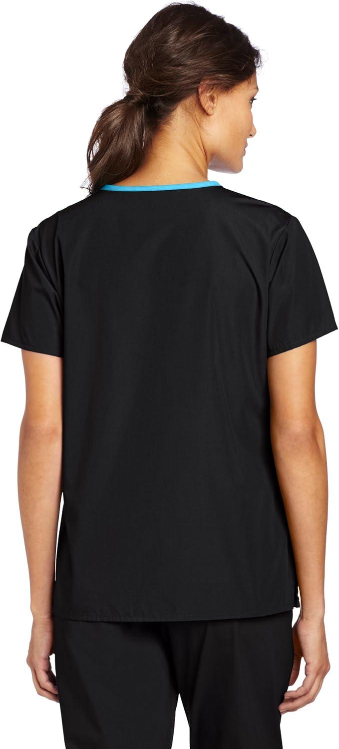 imageWonderWink Womens Scrubs Charlie 5 Pocket YNeck Wrap TopBlack