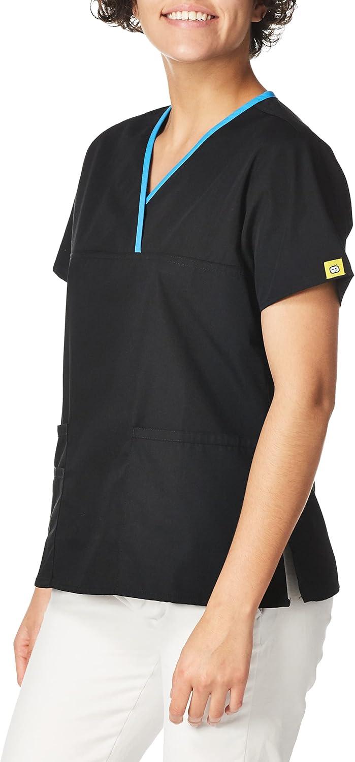 imageWonderWink Womens Scrubs Charlie 5 Pocket YNeck Wrap TopBlack