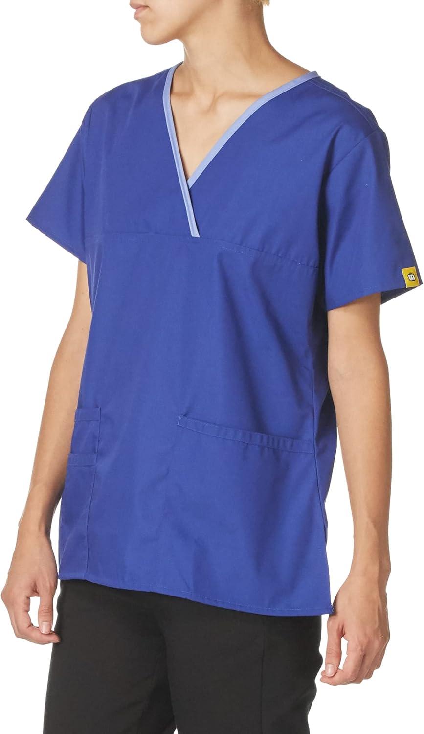 imageWonderWink Womens Scrubs Charlie 5 Pocket YNeck Wrap TopGalaxy Blue