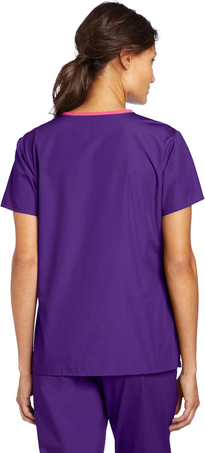 imageWonderWink Womens Scrubs Charlie 5 Pocket YNeck Wrap TopGrape