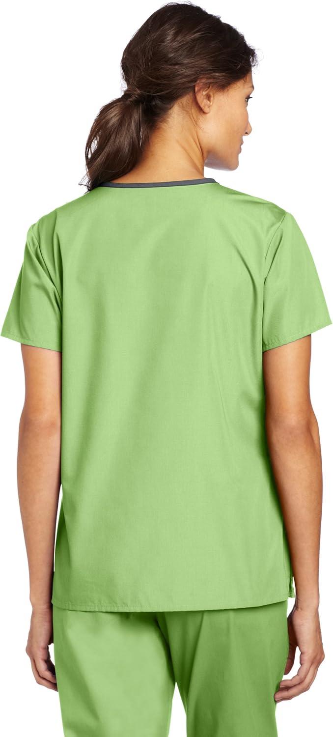 imageWonderWink Womens Scrubs Charlie 5 Pocket YNeck Wrap TopGreen Apple